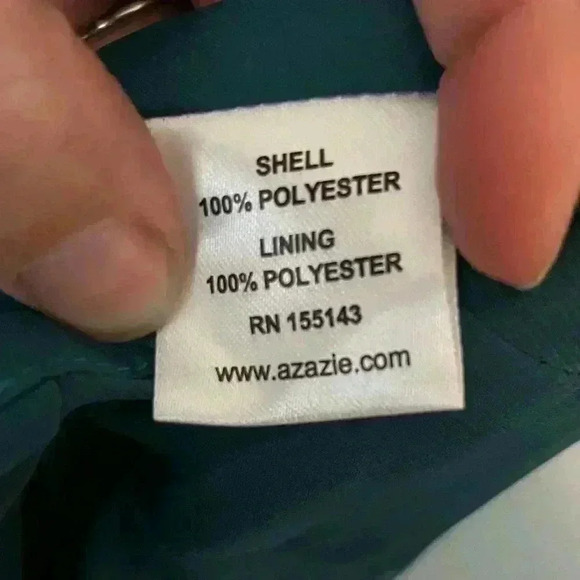 NWT Azazie Avelina A-Line V-Neck Pleated Chiffon Floor-Length Peacock Size A10 - Picture 6 of 13